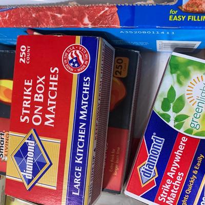 Kitchen / Household Products Lot Foil, Matches, Zip Locks, Sternos More
