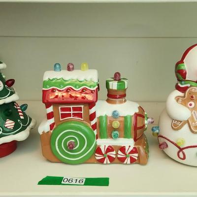 3 Pieces Hallmark Musical Christmas Tree, Train, Snowman