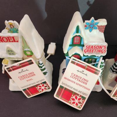 4 Hallmark Caroling Cottages Music & Lights