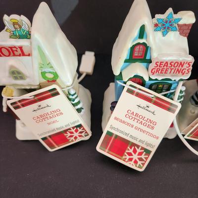 4 Hallmark Caroling Cottages Music & Lights