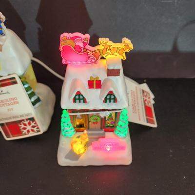 4 Hallmark Caroling Cottages Music & Lights