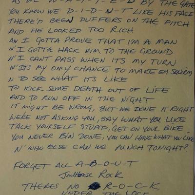 The Clash Joe Strummer written and signed Gonna Fight lyrics
