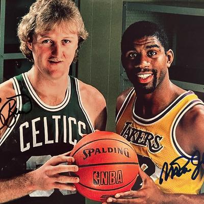 Larry Bird / Magic Johnson signed photo