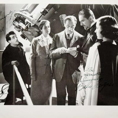 Boris Karloff & Bella Lugosi signed portrait photo 