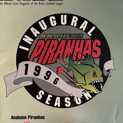 Anaheim Piranhas game magazine. Apr. 20, 1986