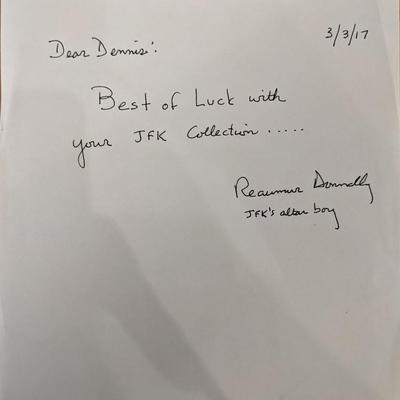 JFK's Altar Boy Signed Note 