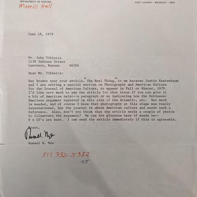 MSU Russel B. Nye Signed Letter