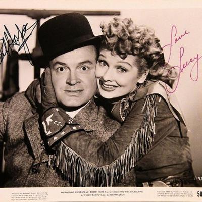 Lucille Ball and Bob Hope signed movie still photo 