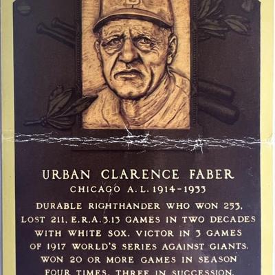 Urban Red Faber signed HOF postcard
