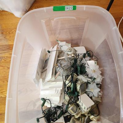 Large Tote Filled w Hallmark Wonder & Light Ornaments with Cords Fairy, Snowflake, Reindeer, Home,Church