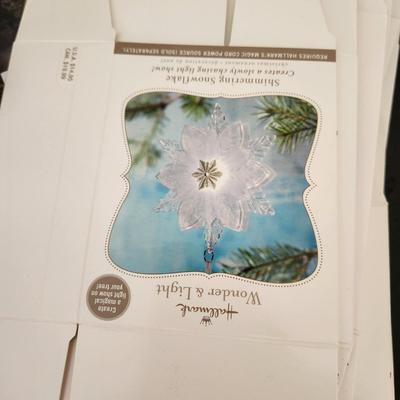 Large Tote Filled w Hallmark Wonder & Light Ornaments with Cords Fairy, Snowflake, Reindeer, Home,Church