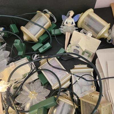 Large Tote Filled w Hallmark Wonder & Light Ornaments with Cords Fairy, Snowflake, Reindeer, Home,Church
