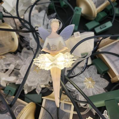 Large Tote Filled w Hallmark Wonder & Light Ornaments with Cords Fairy, Snowflake, Reindeer, Home,Church
