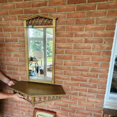 Mid Century Syroco Syracuse Ornamental Co Mirror and Shelf