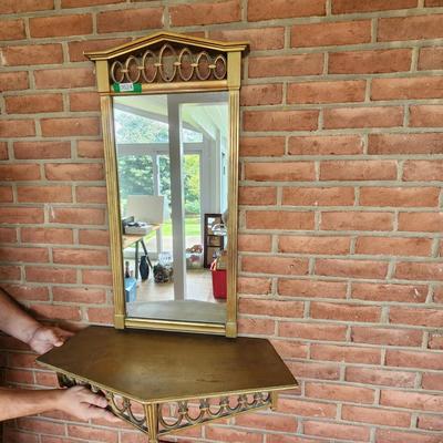Mid Century Syroco Syracuse Ornamental Co Mirror and Shelf
