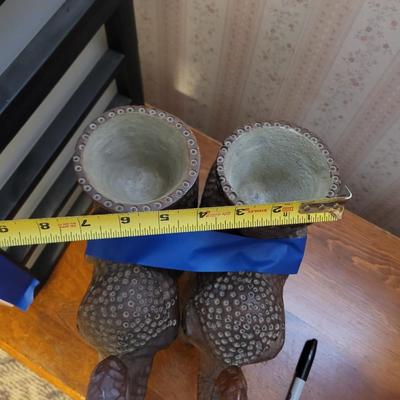 Set of two Hand carved wooden elephants