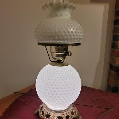 Mid century milk glass lamp 4 light settings
