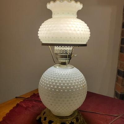 Mid century milk glass lamp 4 light settings