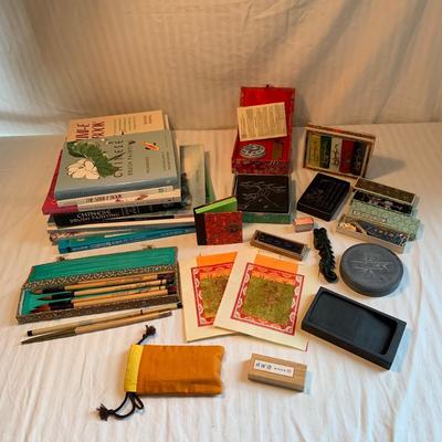 Asian Inkwells, Ink Blocks, Chinese & Japanese Painting Books, and More (2K-HS)