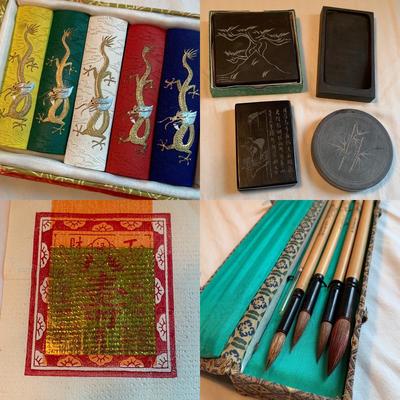Asian Inkwells, Ink Blocks, Chinese & Japanese Painting Books, and More (2K-HS)