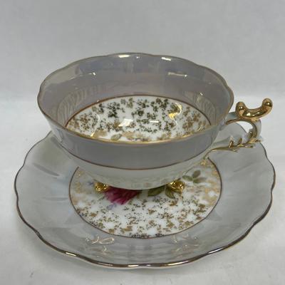 Vintage tea cup and saucer Floral Pattern with Lustre border