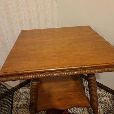 Antique hand carved side table with glass balls