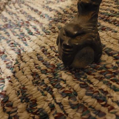 Antique hand carved side table with glass balls