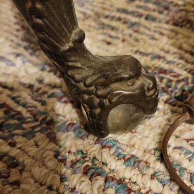 Antique hand carved side table with glass balls
