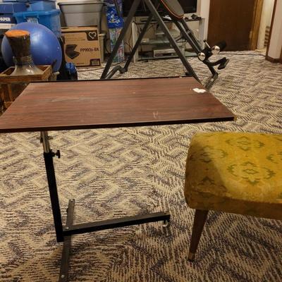 Grandma's foot stool and a adjustable TV tray.