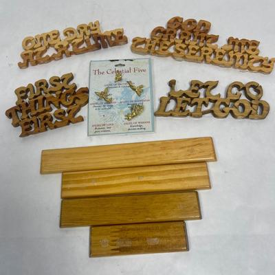 Carved Wood Words of Faith and Aspirations with platforms