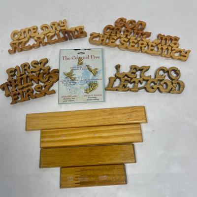 Carved Wood Words of Faith and Aspirations with platforms