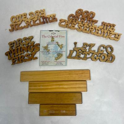 Carved Wood Words of Faith and Aspirations with platforms