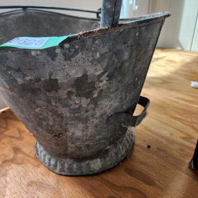 Vintage Galvanized Coal Bucket w Shovel