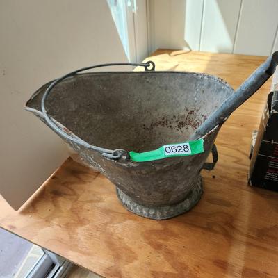 Vintage Galvanized Coal Bucket w Shovel
