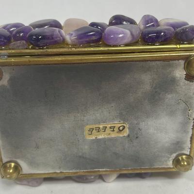 Metal and Glass Trinket Box with Stone Decoration