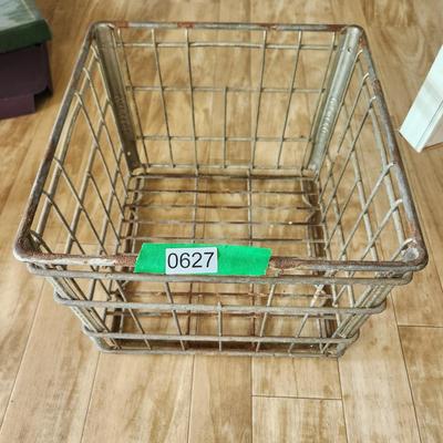 Vintage Square Metal Steel Wire Milk Crate Capitol Dairies