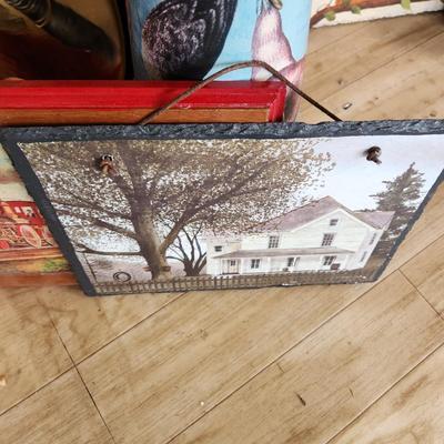 Large Home Decor Lot Art, Hand Painted Slates, Umbrella Stand , plant stands