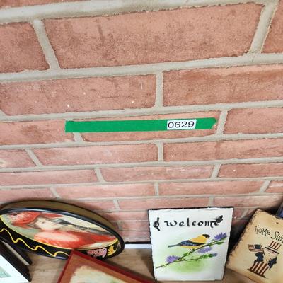 Large Home Decor Lot Art, Hand Painted Slates, Umbrella Stand , plant stands