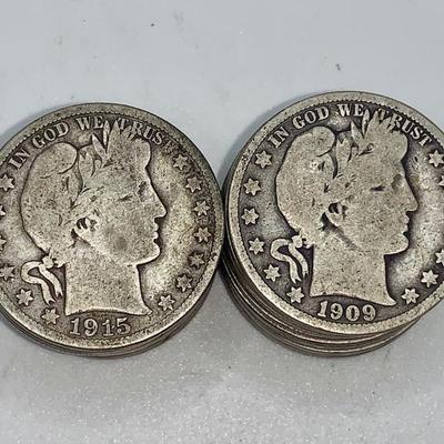 Lot of 26 Unsearched 1892-1915 Barber Half Dollars