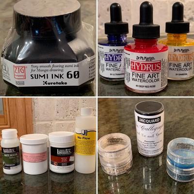 Large Supply of Calligraphy Ink, Metal Powders, & Other Art Chemicals (2K-HS)