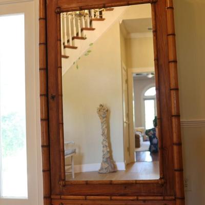 French 19th Century Faux Bamboo Cabinet with Mirrored Door