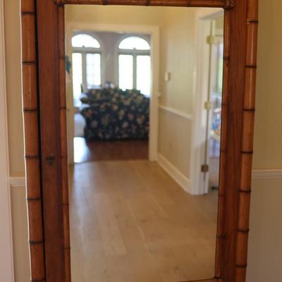 French 19th Century Faux Bamboo Cabinet with Mirrored Door