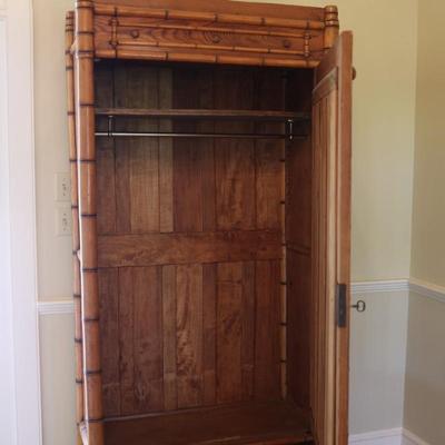 French 19th Century Faux Bamboo Cabinet with Mirrored Door