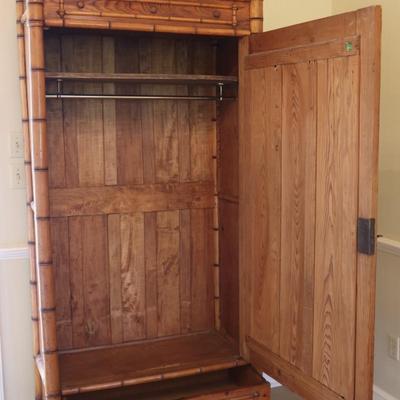 French 19th Century Faux Bamboo Cabinet with Mirrored Door