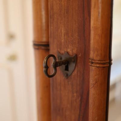 French 19th Century Faux Bamboo Cabinet with Mirrored Door