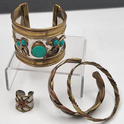 Vintage Stone & Mixed Metal Bracelets, Ring