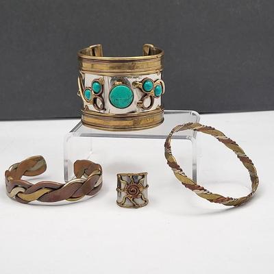Vintage Stone & Mixed Metal Bracelets, Ring