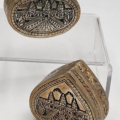 Two Vintage Brass Trinket Boxes