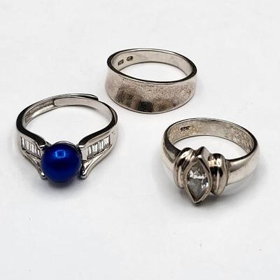 Three Various Rings, Sterling Silver
