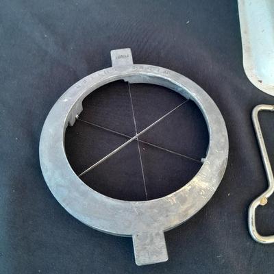 Vintage Kitchen scale with an assortment of vintage kitchen items